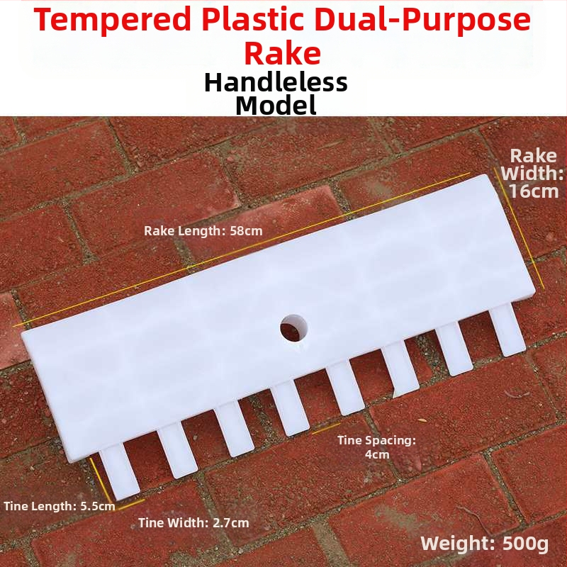 Plastikinės sodo grėbliai su storesne galva, skirti vejai ir lapų rinkimui