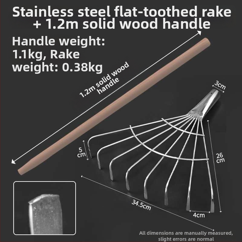 Plastikinės sodo grėbliai su storesne galva, skirti vejai ir lapų rinkimui