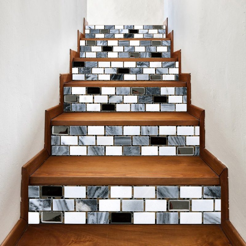 Самозалепващи стъпкови стикери с кирпичен модел, PVC, водоустойчиви, маслоустойчиви и устойчиви на плесени, 6 бр.