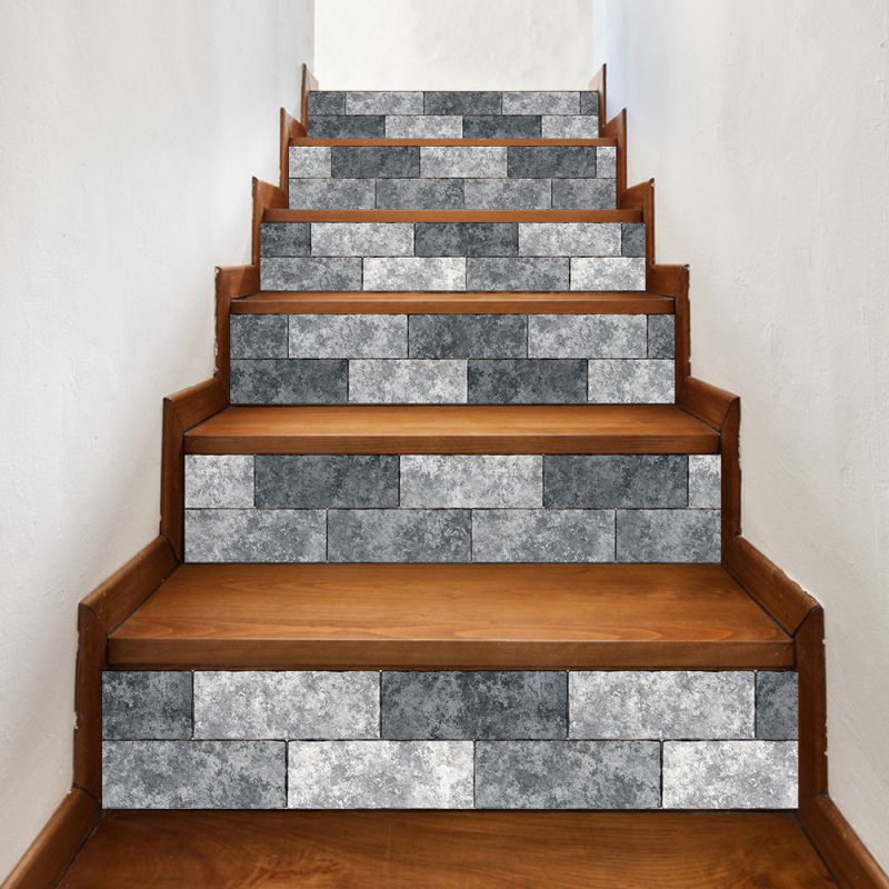 Самозалепващи стъпкови стикери с кирпичен модел, PVC, водоустойчиви, маслоустойчиви и устойчиви на плесени, 6 бр.