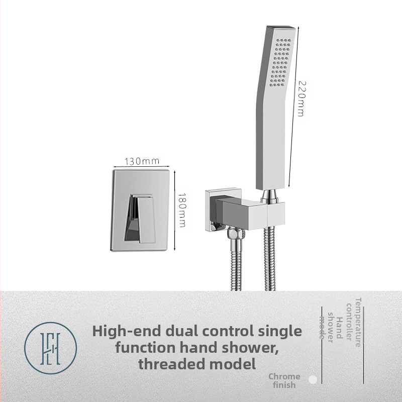 Dušo komplektas su paslėptu sienos montavimu, vario medžiaga, kvadratinė forma, modelis FH-47, masažo ir lietaus funkcijos