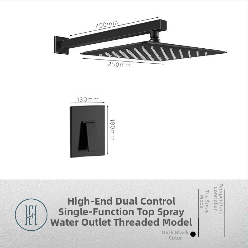 Dušo komplektas su paslėptu sienos montavimu, vario medžiaga, kvadratinė forma, modelis FH-47, masažo ir lietaus funkcijos