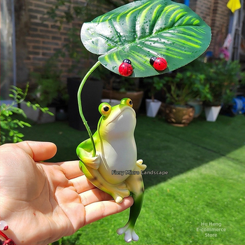 Φιγούρα βατράχου με ομπρέλα για κήπο και διακόσμηση λίμνης, μίνι στυλ, μεταξωτό λουλούδι, κατασκευασμένο στην Κίνα