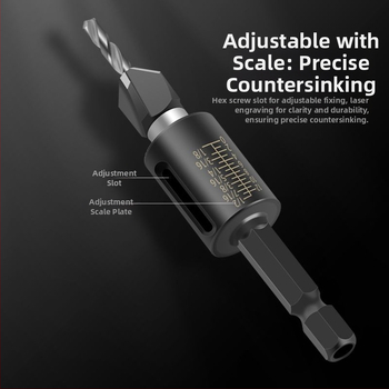 Бур за конусовидни отвори с четири лопатки, глава от сплав, регулируема дълбочина, стъпков дизайн