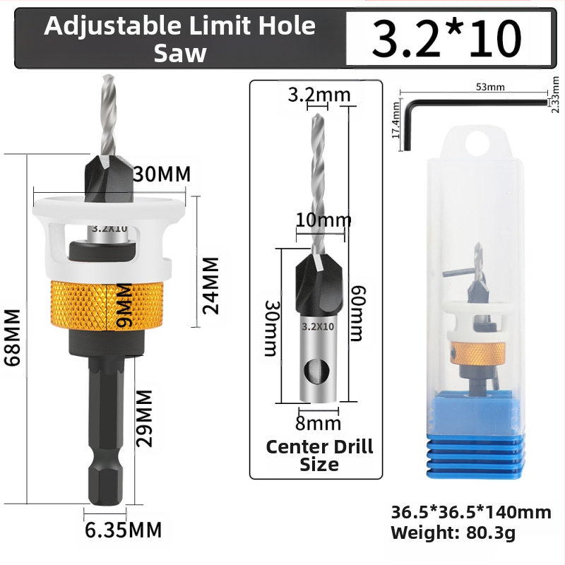 Бур за конусовидни отвори с четири лопатки, глава от сплав, регулируема дълбочина, стъпков дизайн