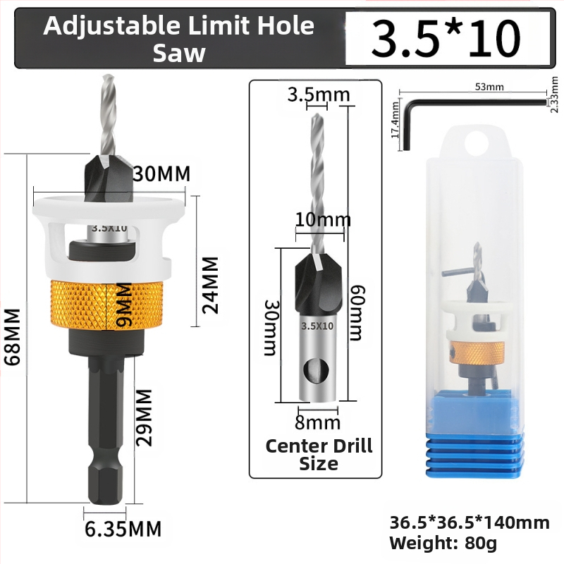 Бур за конусовидни отвори с четири лопатки, глава от сплав, регулируема дълбочина, стъпков дизайн