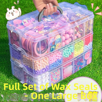 HHMM233 Vaško antspaudų rinkinys su saugojimo dėžute, vaško granulėmis ir antspaudų galvutėmis