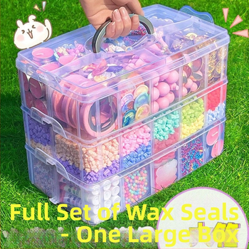 HHMM233 Vaško antspaudų rinkinys su saugojimo dėžute, vaško granulėmis ir antspaudų galvutėmis