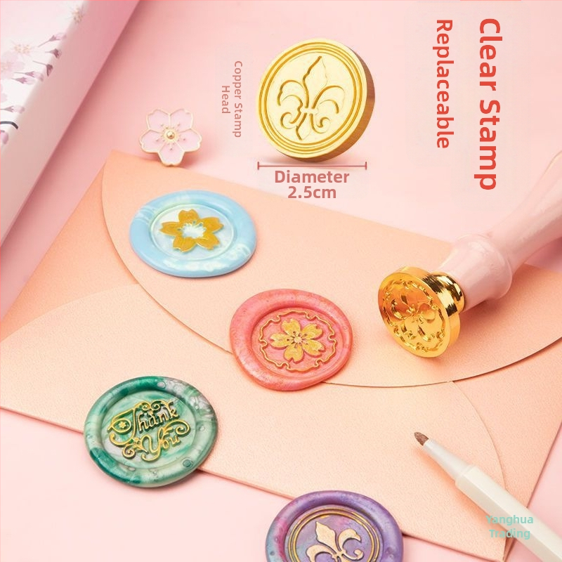 HHMM233 Vaško antspaudų rinkinys su saugojimo dėžute, vaško granulėmis ir antspaudų galvutėmis