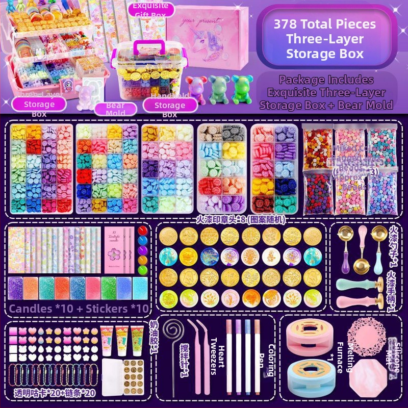 HHMM233 Vaško antspaudų rinkinys su saugojimo dėžute, vaško granulėmis ir antspaudų galvutėmis