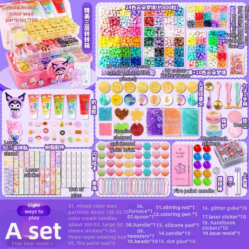 HHMM233 Vaško antspaudų rinkinys su saugojimo dėžute, vaško granulėmis ir antspaudų galvutėmis