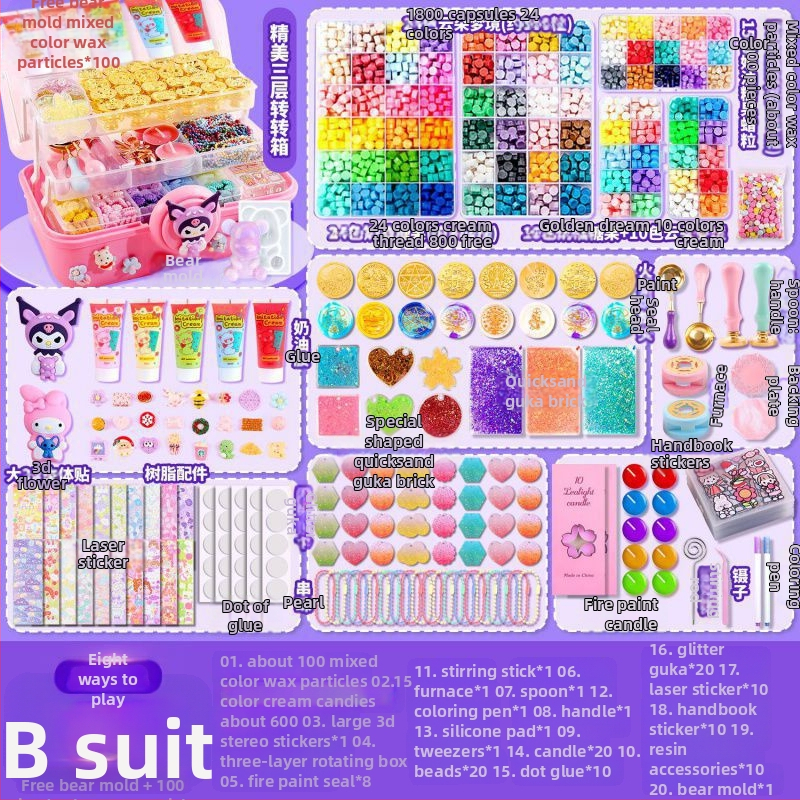 HHMM233 Vaško antspaudų rinkinys su saugojimo dėžute, vaško granulėmis ir antspaudų galvutėmis