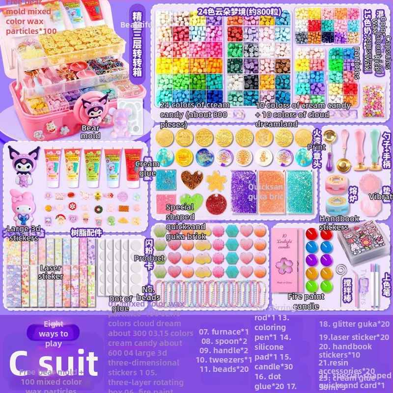 HHMM233 Vaško antspaudų rinkinys su saugojimo dėžute, vaško granulėmis ir antspaudų galvutėmis