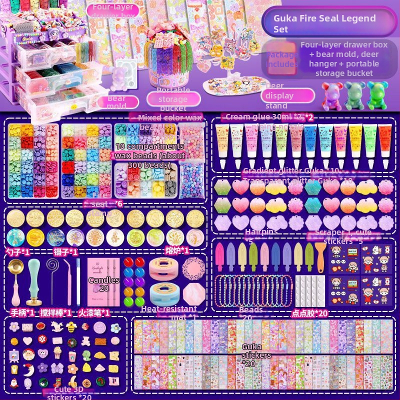 HHMM233 Vaško antspaudų rinkinys su saugojimo dėžute, vaško granulėmis ir antspaudų galvutėmis