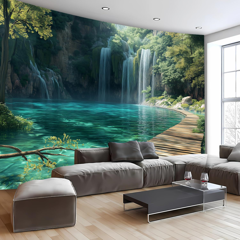 Тапестерия със природен пейзаж: полиестер, нордически стил, цифров термален трансфер, правоъгълна форма