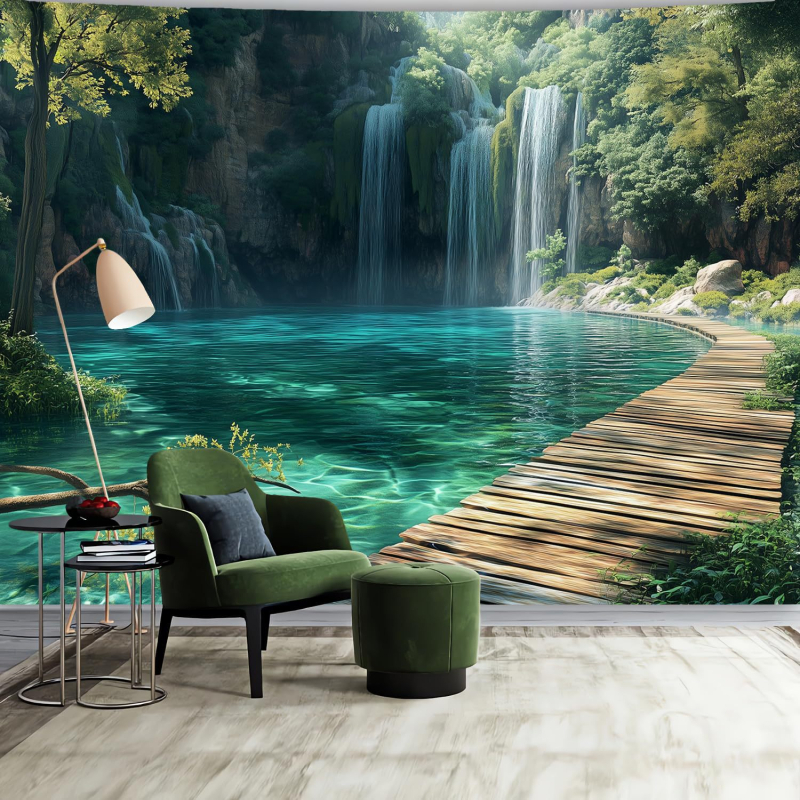 Тапестерия със природен пейзаж: полиестер, нордически стил, цифров термален трансфер, правоъгълна форма