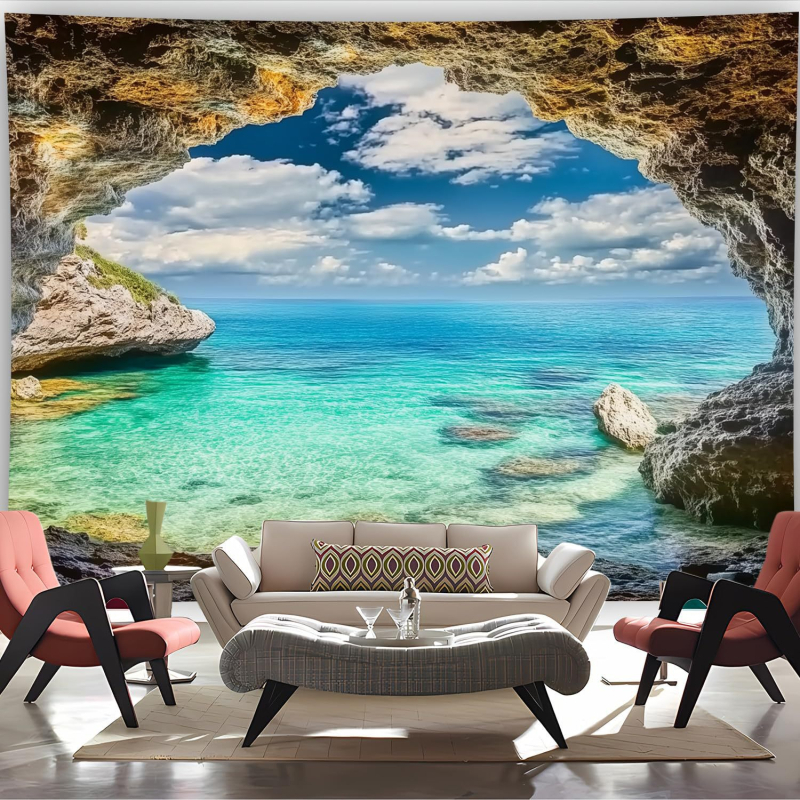 Тапестерия със природен пейзаж: полиестер, нордически стил, цифров термален трансфер, правоъгълна форма