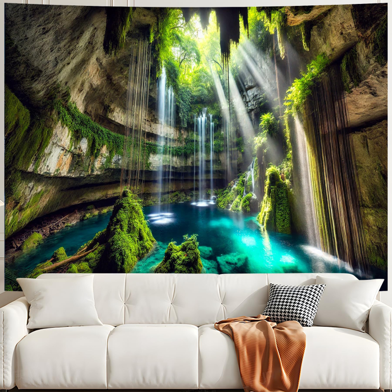 Тапестерия със природен пейзаж: полиестер, нордически стил, цифров термален трансфер, правоъгълна форма