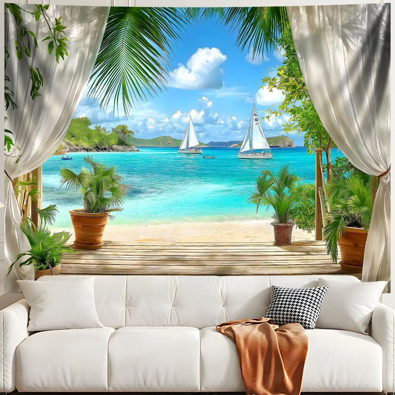 Тапестерия със природен пейзаж: полиестер, нордически стил, цифров термален трансфер, правоъгълна форма