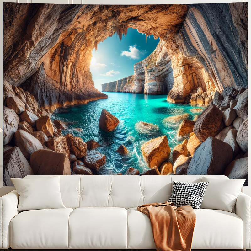 Тапестерия със природен пейзаж: полиестер, нордически стил, цифров термален трансфер, правоъгълна форма