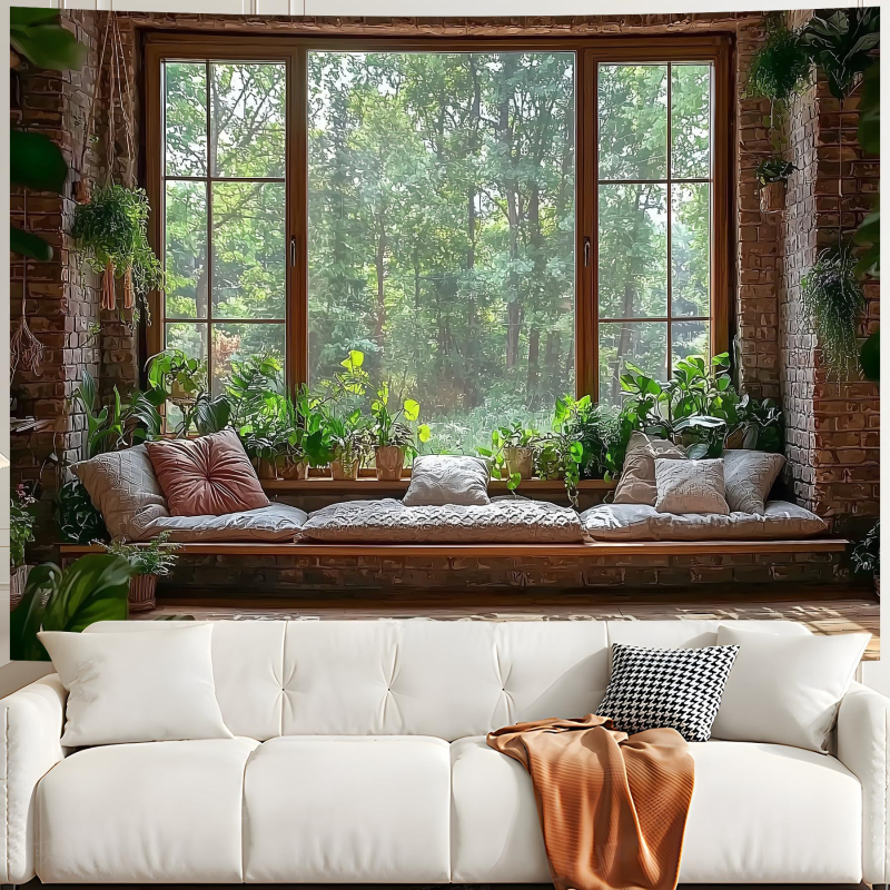 Тапестерия със природен пейзаж: полиестер, нордически стил, цифров термален трансфер, правоъгълна форма