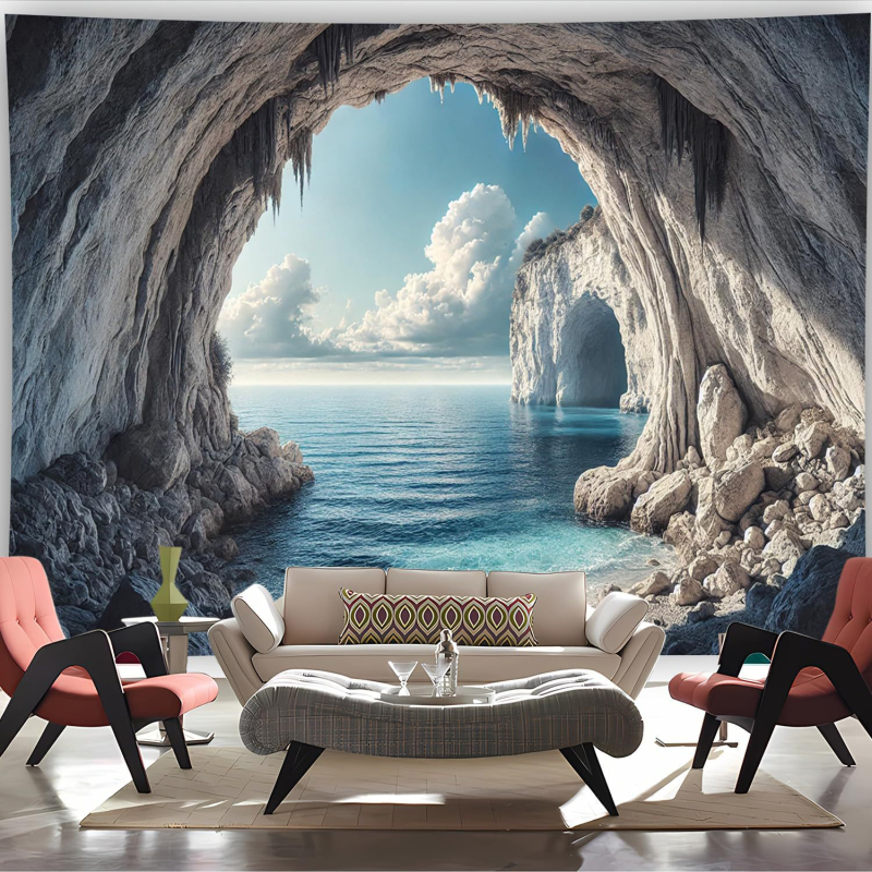 Тапестерия със природен пейзаж: полиестер, нордически стил, цифров термален трансфер, правоъгълна форма