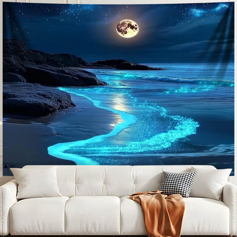 Тапестерия със природен пейзаж: полиестер, нордически стил, цифров термален трансфер, правоъгълна форма