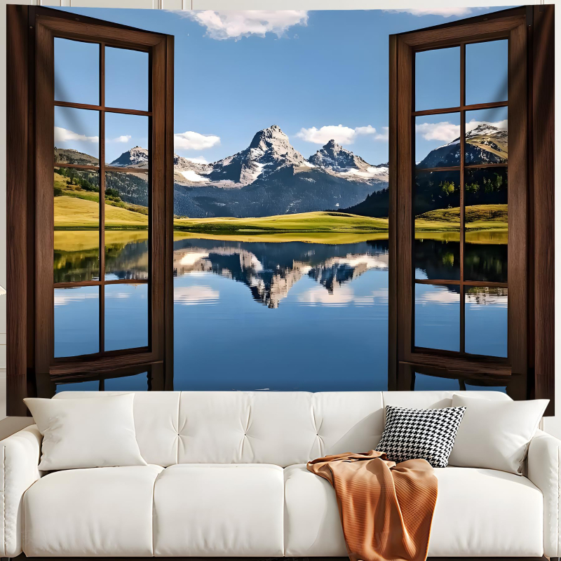 Тапестерия със природен пейзаж: полиестер, нордически стил, цифров термален трансфер, правоъгълна форма