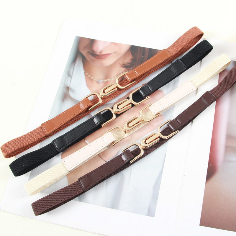 Női ruha övvel: vékony PU bőröv, ötvözet csat, zárás csattal, szélesség <2 cm, 2024 nyár
