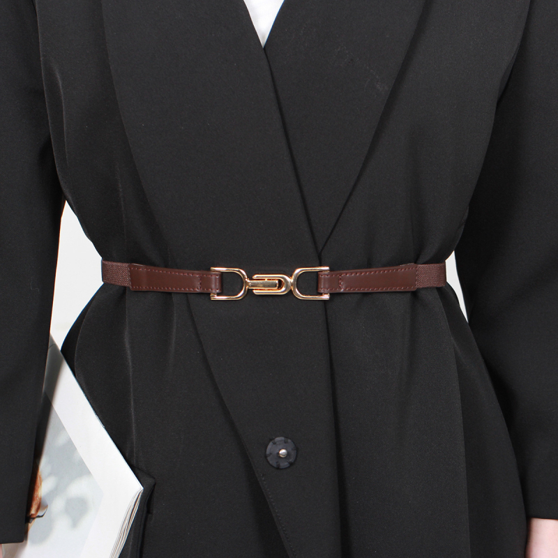 Női ruha övvel: vékony PU bőröv, ötvözet csat, zárás csattal, szélesség <2 cm, 2024 nyár