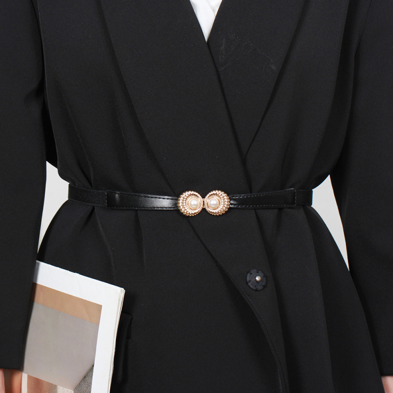 Női ruha övvel: vékony PU bőröv, ötvözet csat, zárás csattal, szélesség <2 cm, 2024 nyár