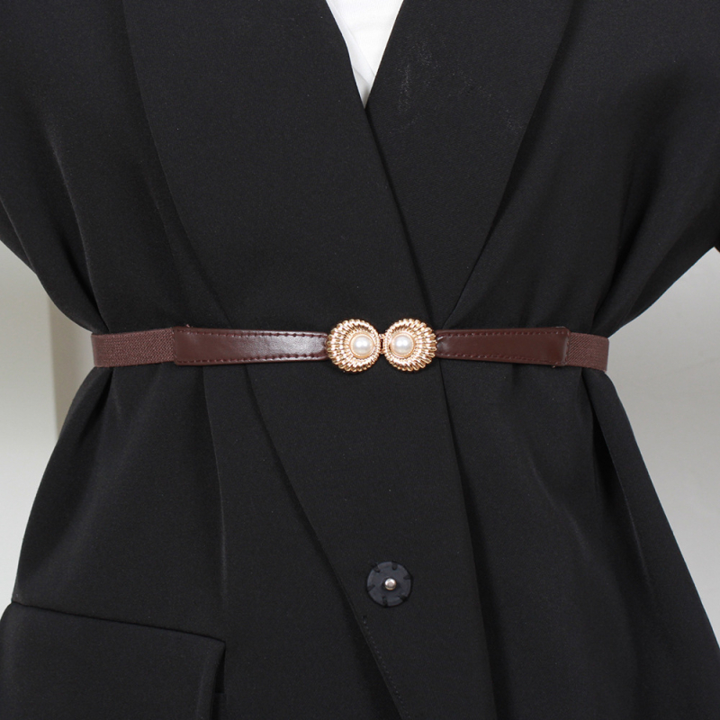 Női ruha övvel: vékony PU bőröv, ötvözet csat, zárás csattal, szélesség <2 cm, 2024 nyár