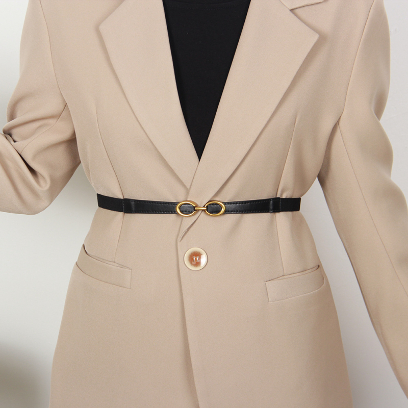 Női ruha övvel: vékony PU bőröv, ötvözet csat, zárás csattal, szélesség <2 cm, 2024 nyár