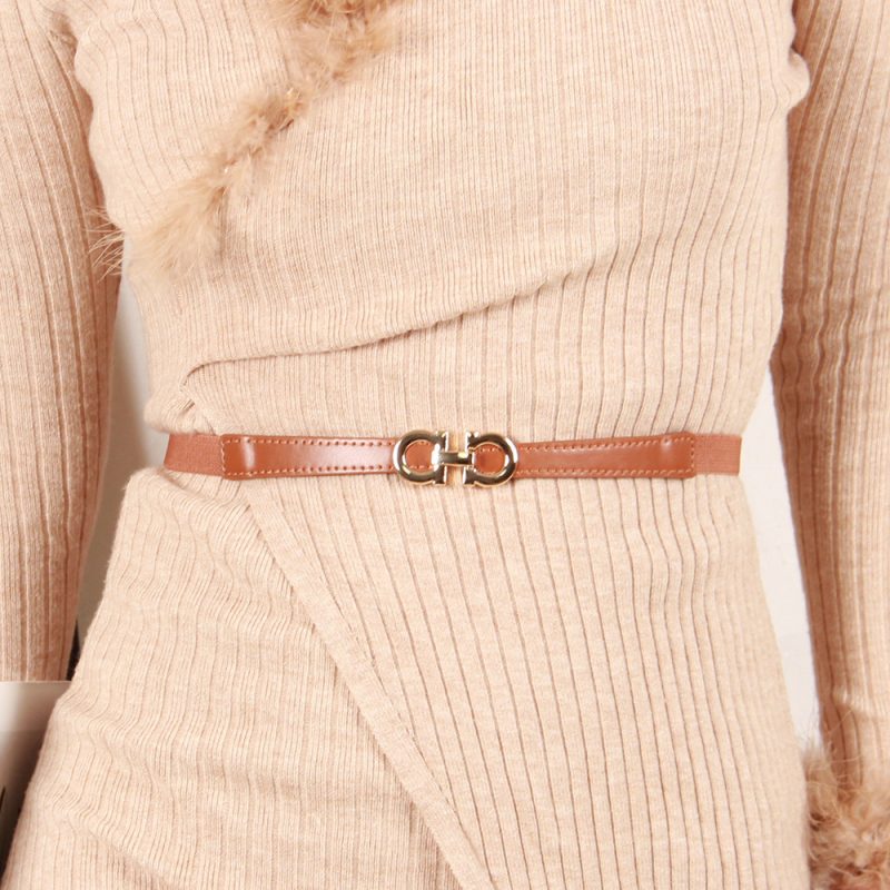 Női ruha övvel: vékony PU bőröv, ötvözet csat, zárás csattal, szélesség <2 cm, 2024 nyár
