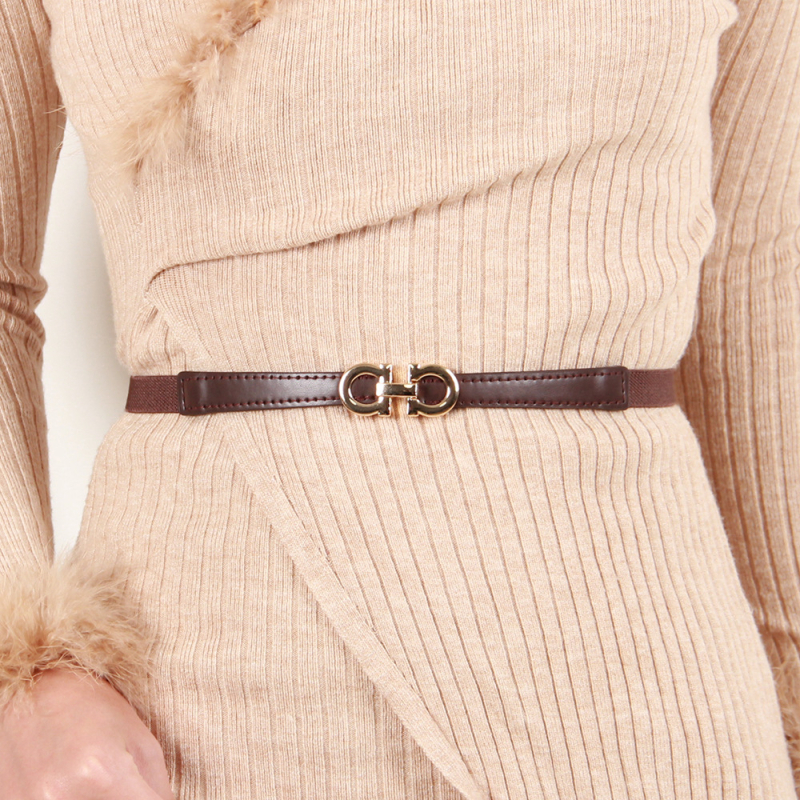 Női ruha övvel: vékony PU bőröv, ötvözet csat, zárás csattal, szélesség <2 cm, 2024 nyár