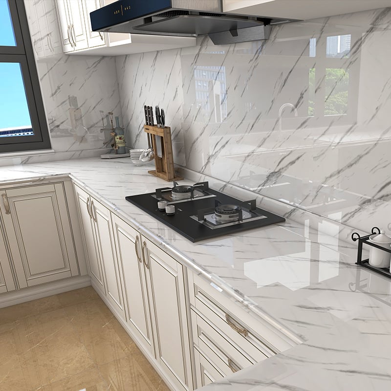 Köögiseina kleebis PET-ist, veekindel, õli- ja kuumakindel, marmormustriga, isekleepuv, 1 tükk