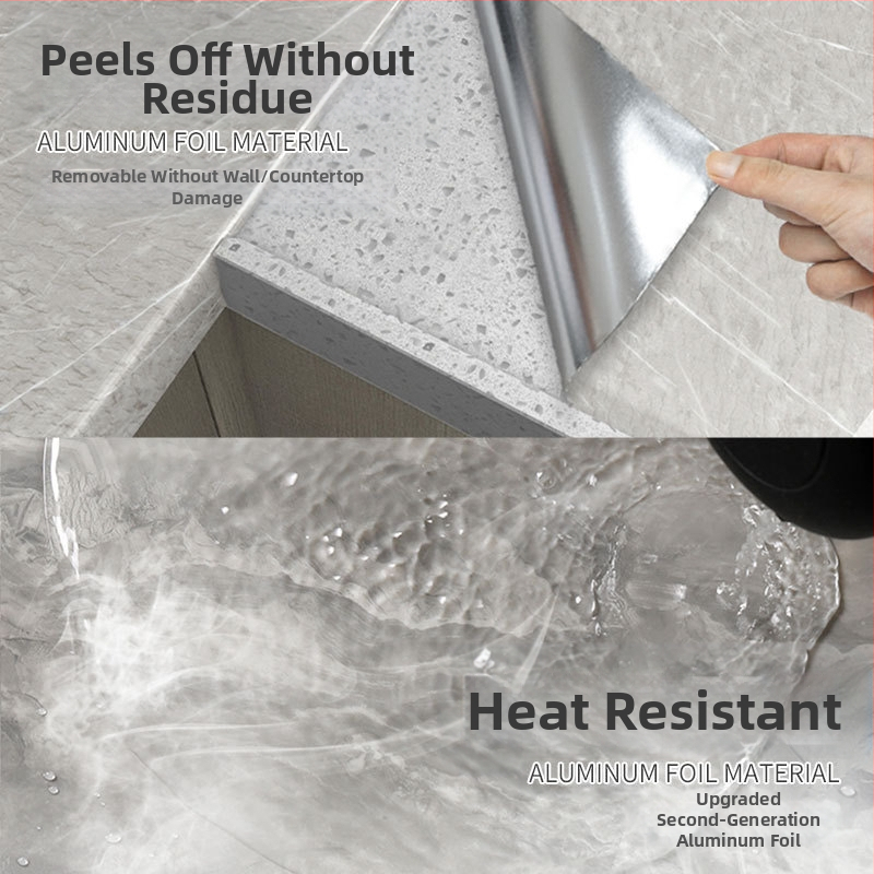 Virtuvės sienos lipdukas iš PET, atsparus vandeniui, aliejui ir aukštai temperatūrai, marmurinio dizaino, lipnus, 1 vnt.