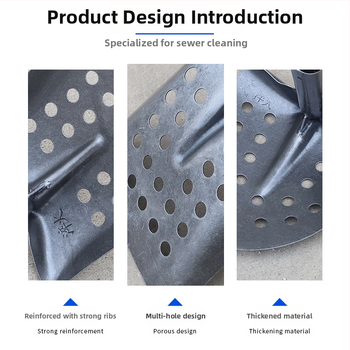 Nuotekų valymo kastuvas su lenktu kampu geležine galva – tinka vamzdynų ir griovių valymui