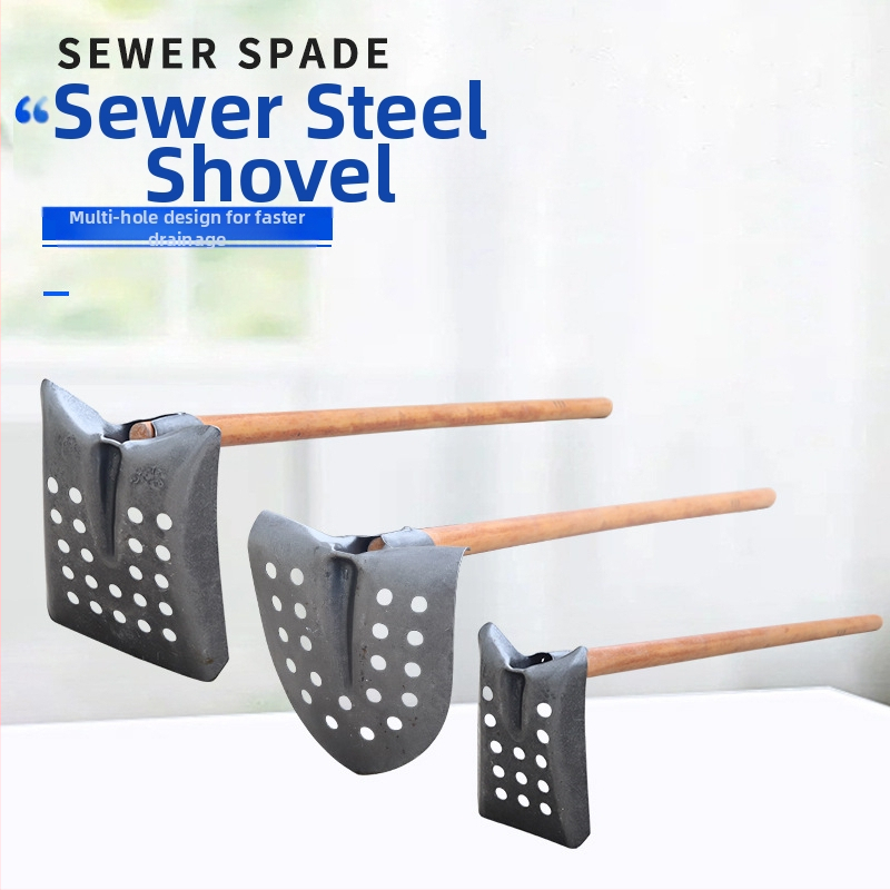 Лопата за почистване на канализация с извита ъглова железна глава – за почистване на канали и дренажи