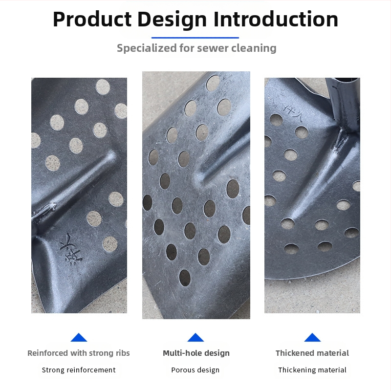 Лопата за почистване на канализация с извита ъглова железна глава – за почистване на канали и дренажи