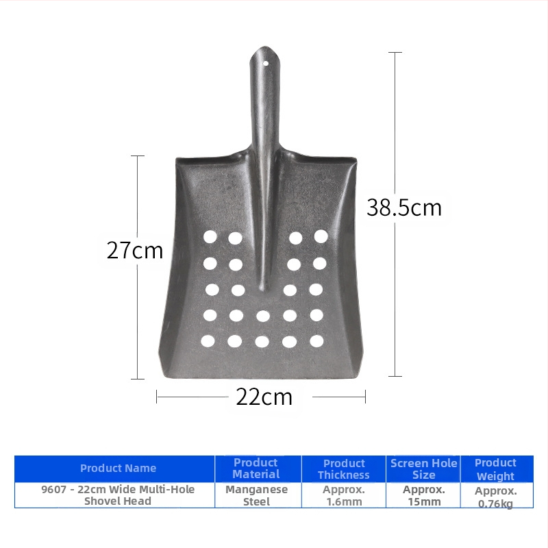 Nuotekų valymo kastuvas su lenktu kampu geležine galva – tinka vamzdynų ir griovių valymui