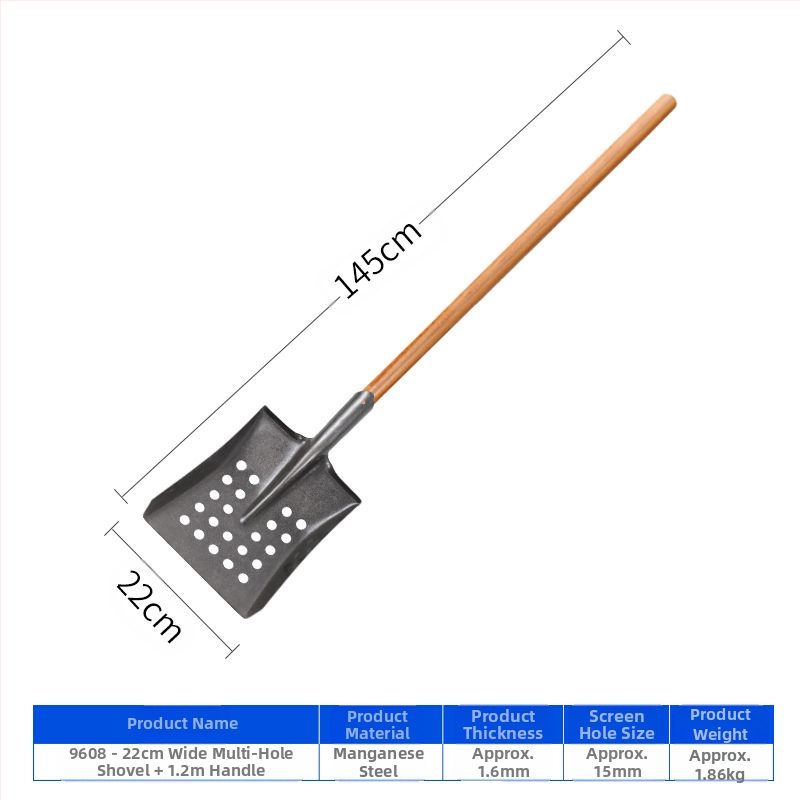 Nuotekų valymo kastuvas su lenktu kampu geležine galva – tinka vamzdynų ir griovių valymui