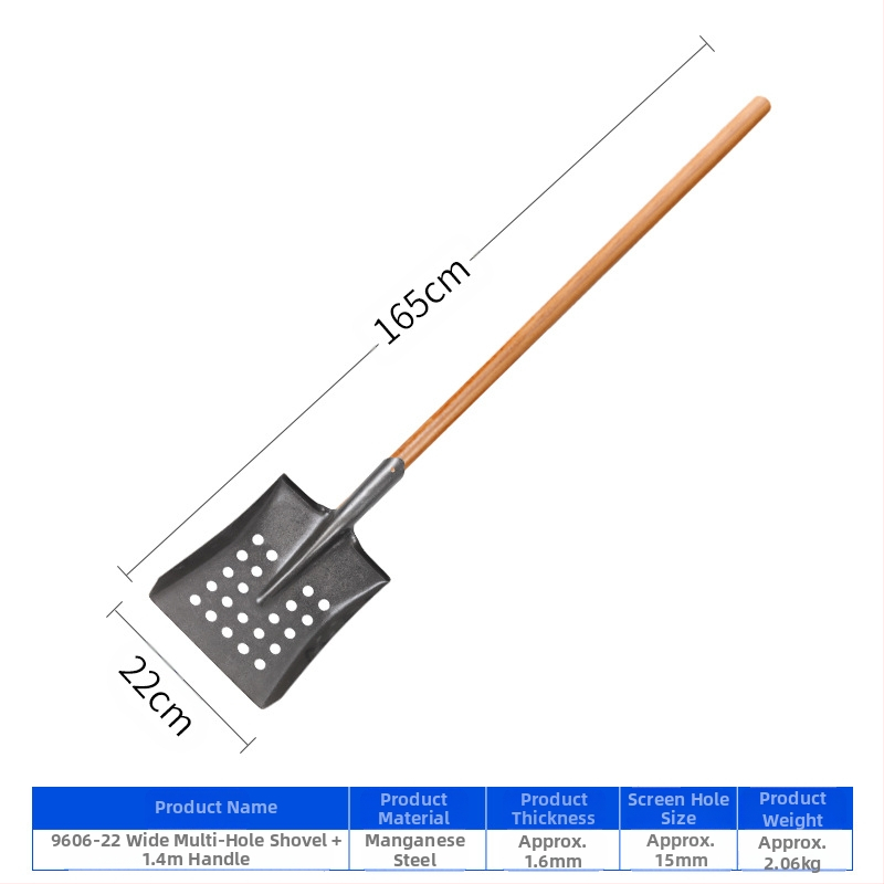 Nuotekų valymo kastuvas su lenktu kampu geležine galva – tinka vamzdynų ir griovių valymui