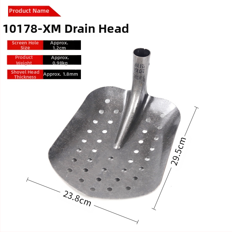 Nuotekų valymo kastuvas su lenktu kampu geležine galva – tinka vamzdynų ir griovių valymui