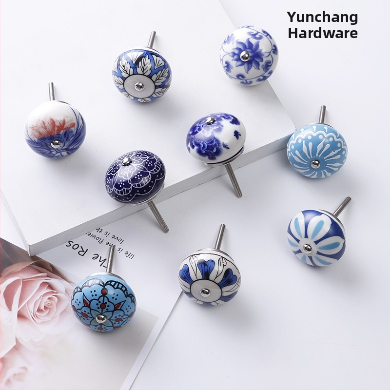 Yunchang кръгла керамична дръжка за шкафове и чекмеджета — модерен минимализъм, луксозен стил; материал керамика; повърхност електроплатина; марка Yunchang Hardware.