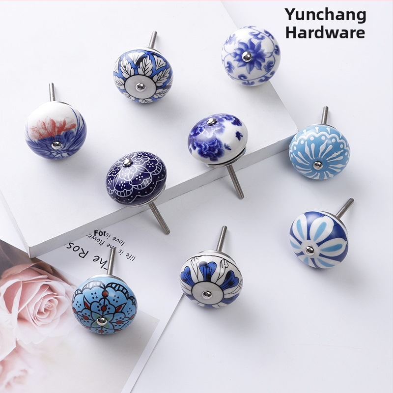 Yunchang кръгла керамична дръжка за шкафове и чекмеджета — модерен минимализъм, луксозен стил; материал керамика; повърхност електроплатина; марка Yunchang Hardware.
