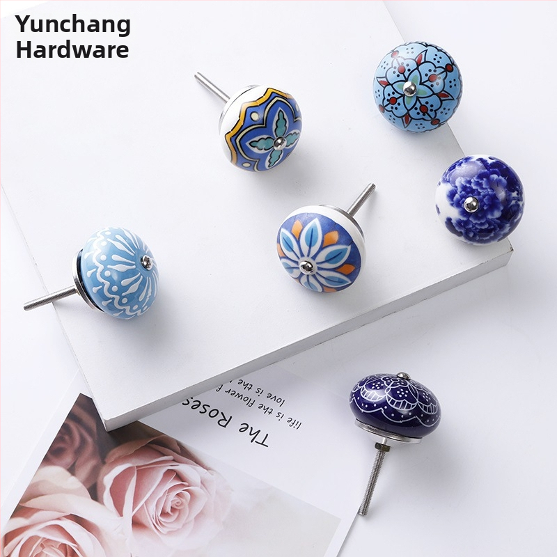 Yunchang кръгла керамична дръжка за шкафове и чекмеджета — модерен минимализъм, луксозен стил; материал керамика; повърхност електроплатина; марка Yunchang Hardware.