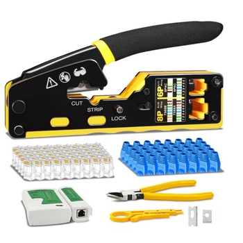Ruihua Σετ εργαλείων δικτύου, 9 τεμάχια, για 8P modular connector, crimping, κοπή/αφαίρεση μόνωσης και συμβατότητα CAT5/CAT6