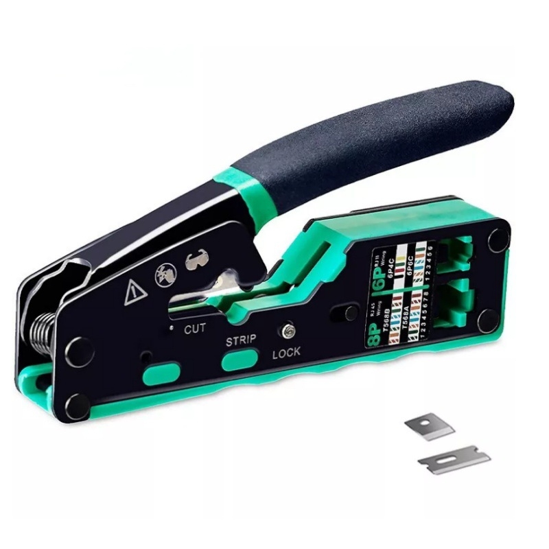 Ruihua Мрежови клещи: 9‑частен комплект за кримиране за 8P модулен конектор; кримиране, рязане и обелване на проводника, CAT5/CAT6 съвместимост