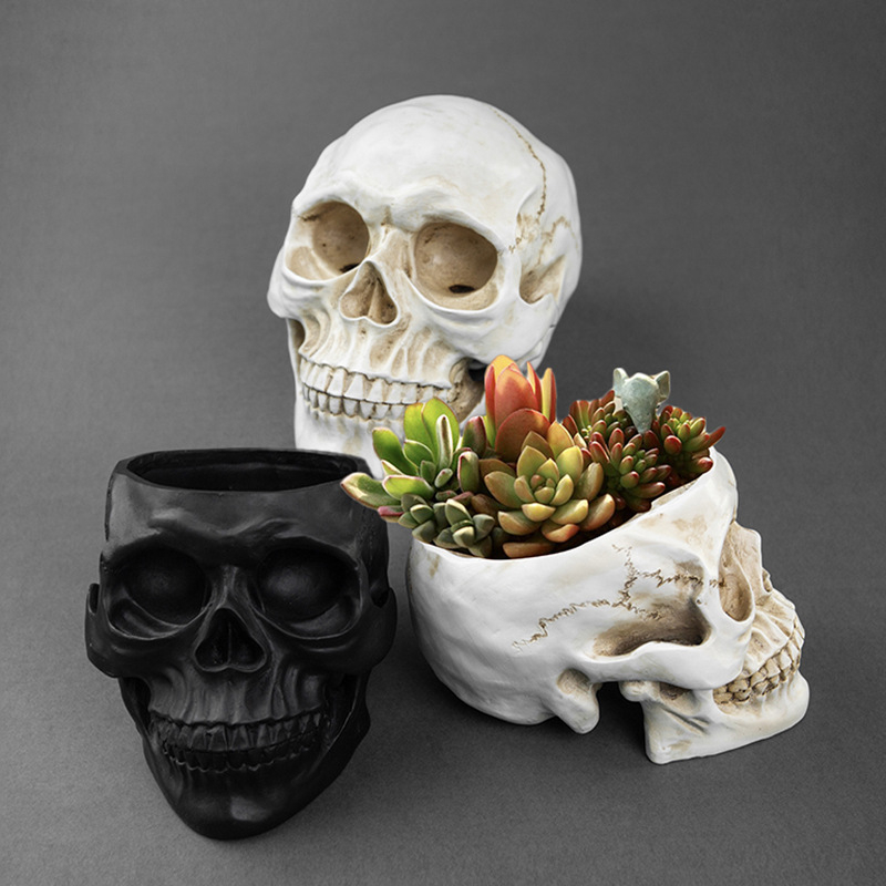 Κρανίο για Χάλοουϊν, διακοσμητικό από ρητίνη για γλάστρα, μοντέρνο στυλ τέχνης, κωδικός 21347836905